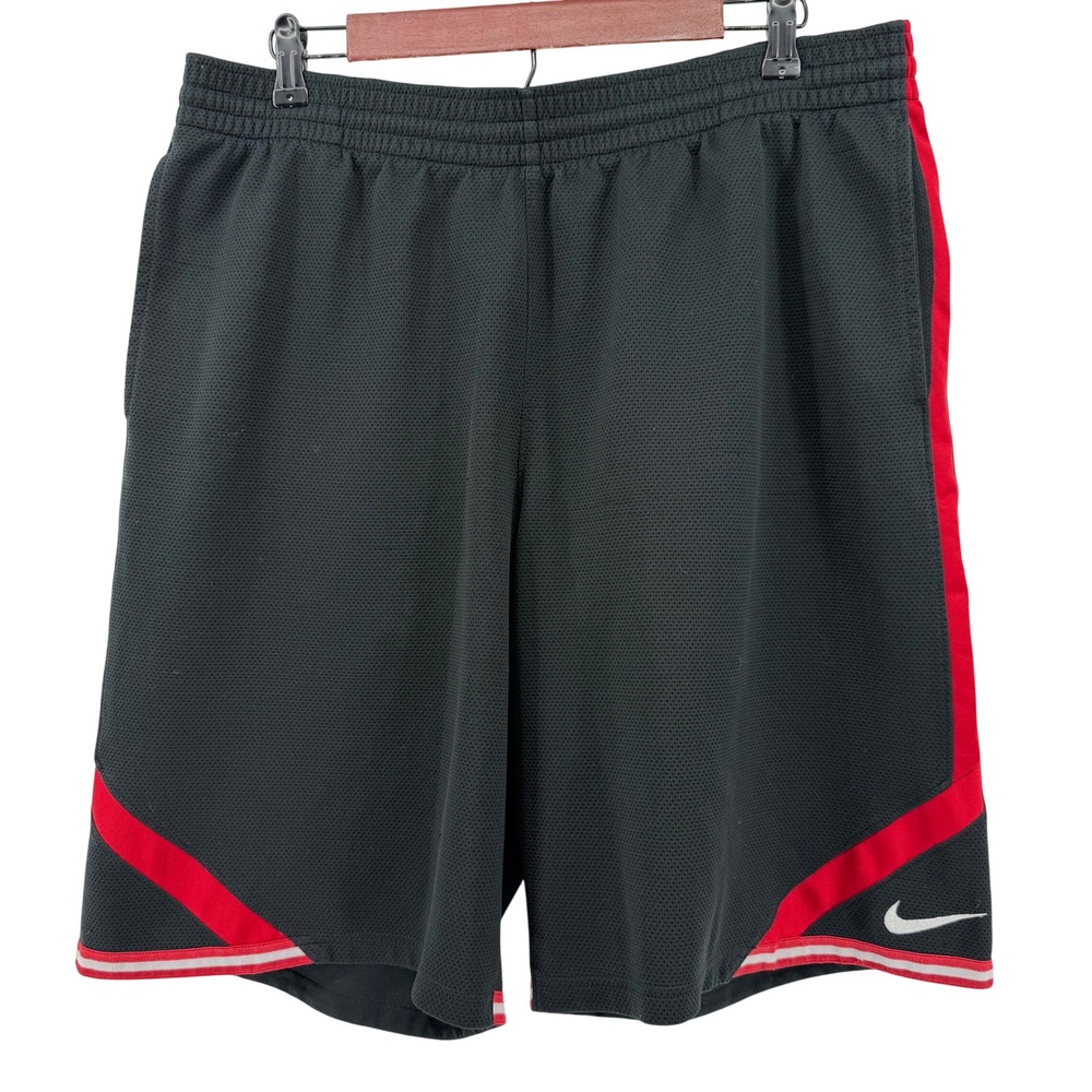 Vintage Nike Uncompromising Excellence Basketball Shorts Mens L Black Red Mesh